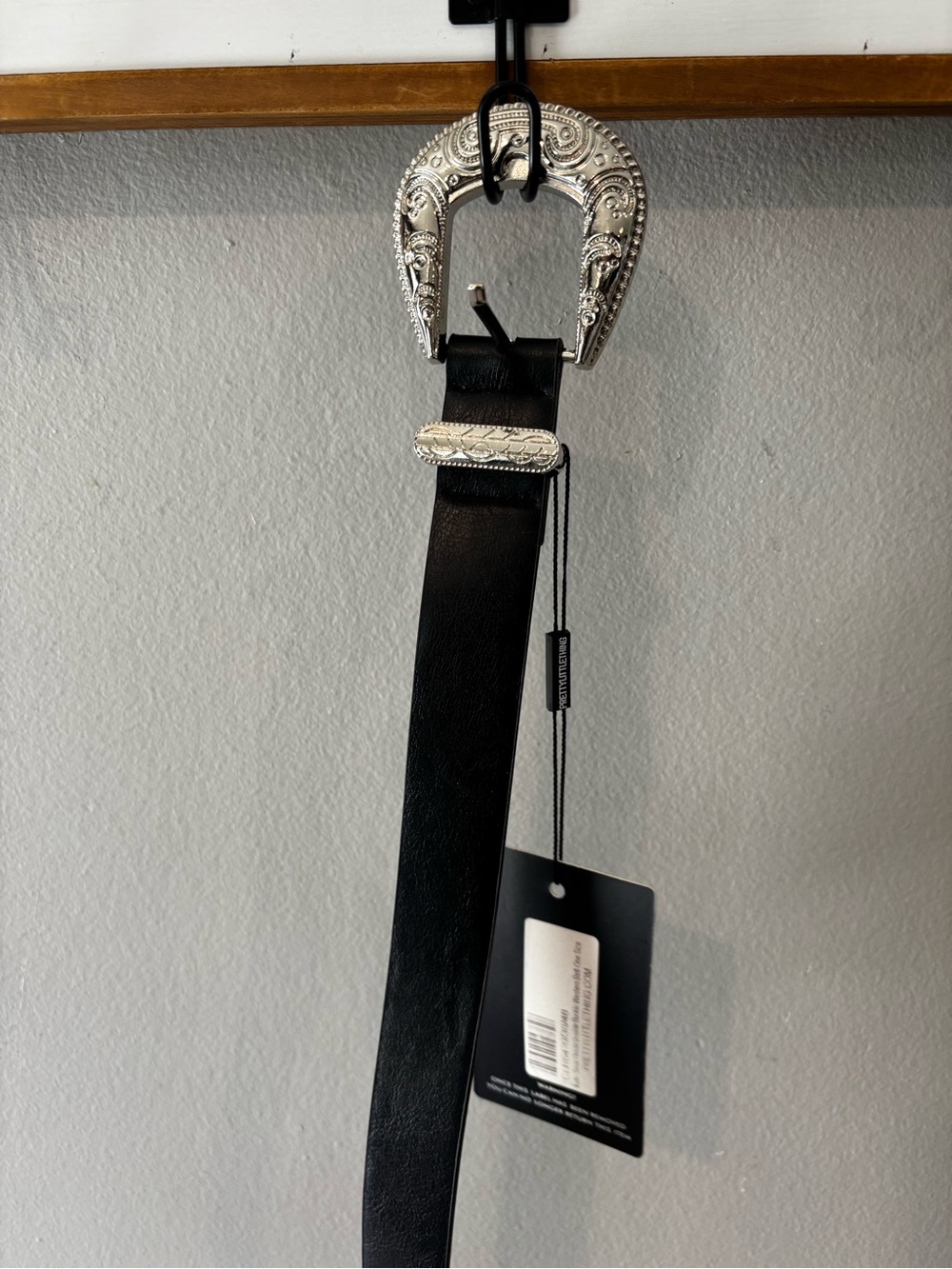 PrettyLittleThing Black Western Buckle Belt with Silver Hardware